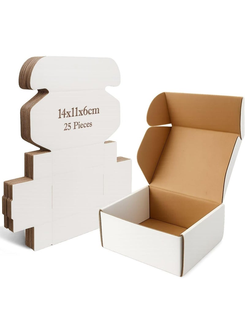 هاي فاي [25 قطعة] صندوق شحن صغير – صندوق كرتون أبيض مقاس 14×11×6 سم، صناديق كرتونية صغيرة مموجة للتغليف والشحن، كرتون صغير للتوصيل والتغليف والتخزين والتجارة الإلكترونية. - Image 1